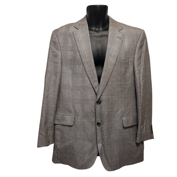 Jack Victor Exclusive Collection Mens 100% Wool Blazer 43R Glen Plaid Gray VTG